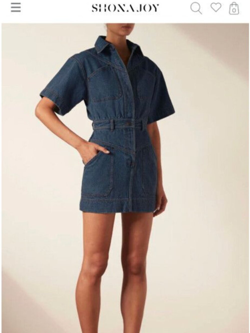 Shona Joy Emily Blue Denim Mini Dress Size 4 - Picture 3 of 5